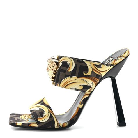 VERSACE X FENDI Silk Fendace Baroque Medusa High Heel 